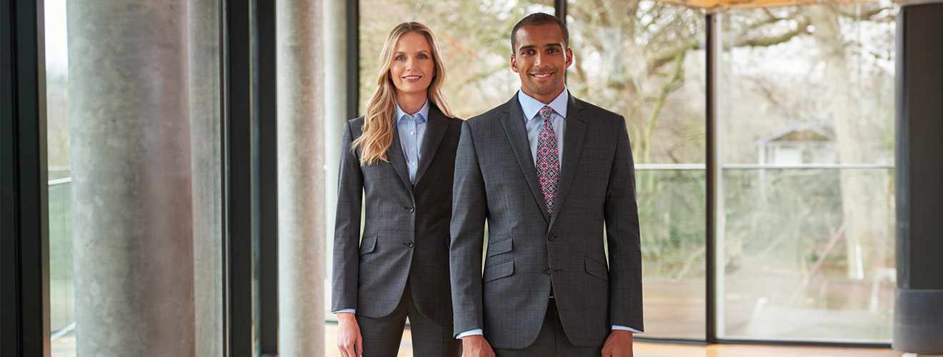 Direct Business Wear | Grey Checked Business Suit